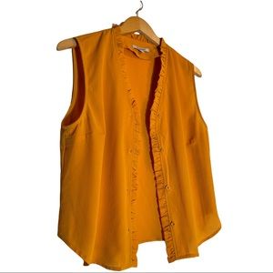 ⭐️Orange yellow blouse vest with ruffles size M
